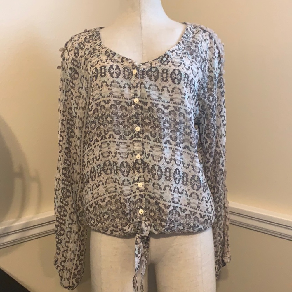 American red button down blouse size small